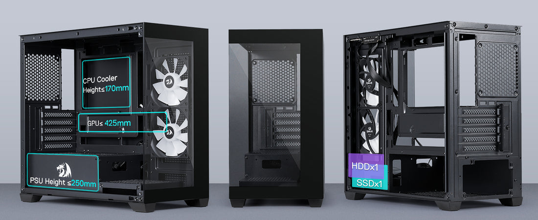 Redragon GC218M M-ATX Gaming PC Case with Dual Fans & High Airflow Design