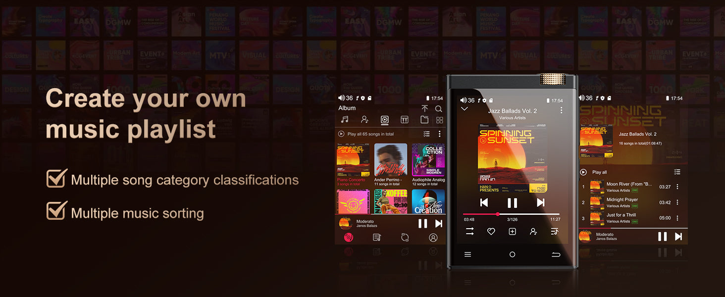 Hi-Fi Bluetooth & WiFi MP3 Player – 64GB Lossless Audio DSD
