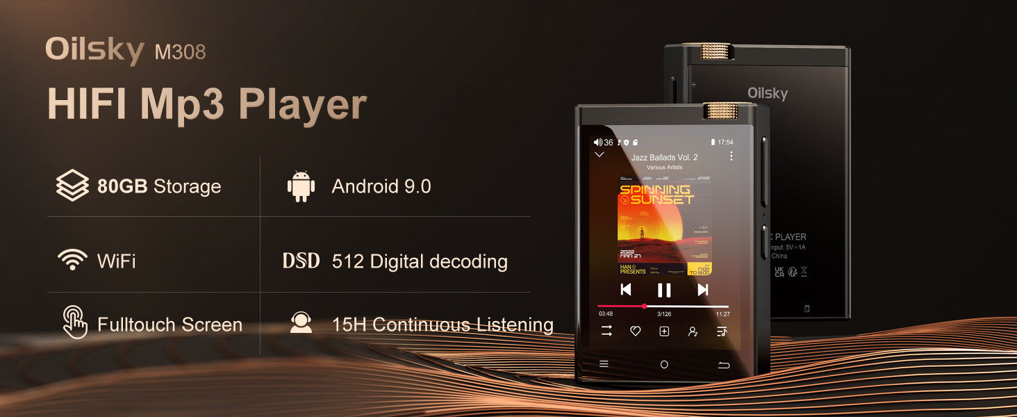 Hi-Fi Bluetooth & WiFi MP3 Player – 64GB Lossless Audio DSD