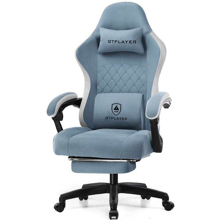 GTPLAYER Gaming Chair with Pocket Spring Cushion, Linkage Armrests & Footrest, Ergonomic Office Chair with Lumbar Support
