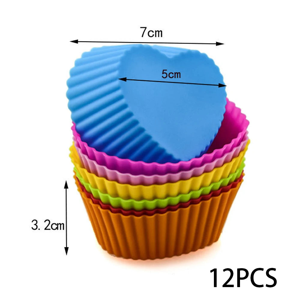 12-Piece Silicone Cupcake & Muffin Baking Mold Set