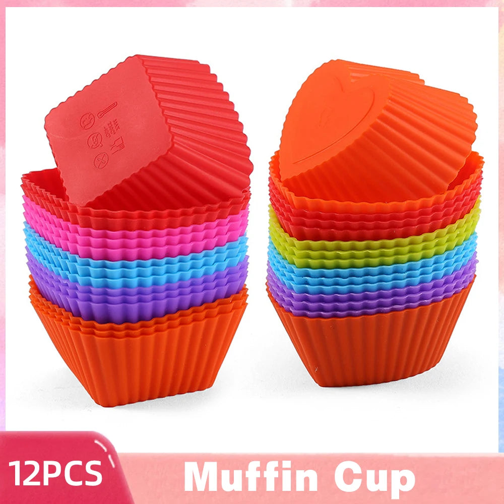 12-Piece Silicone Cupcake & Muffin Baking Mold Set
