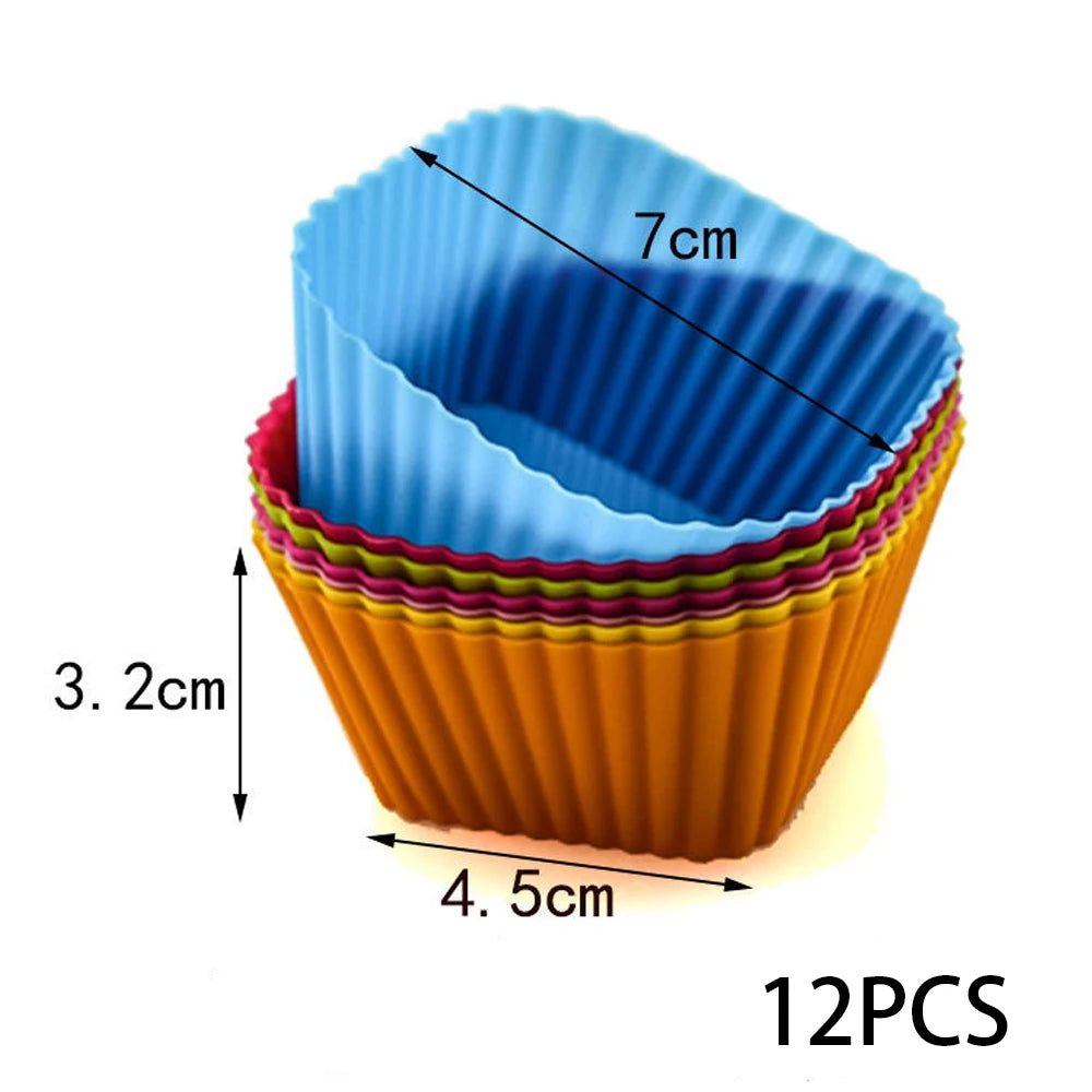 12-Piece Silicone Cupcake & Muffin Baking Mold Set