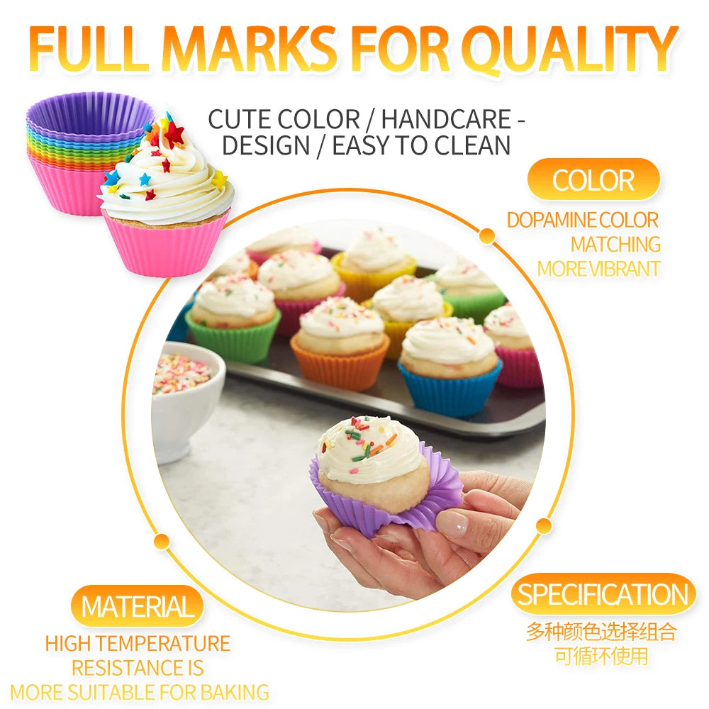 12-Piece Silicone Cupcake & Muffin Baking Mold Set