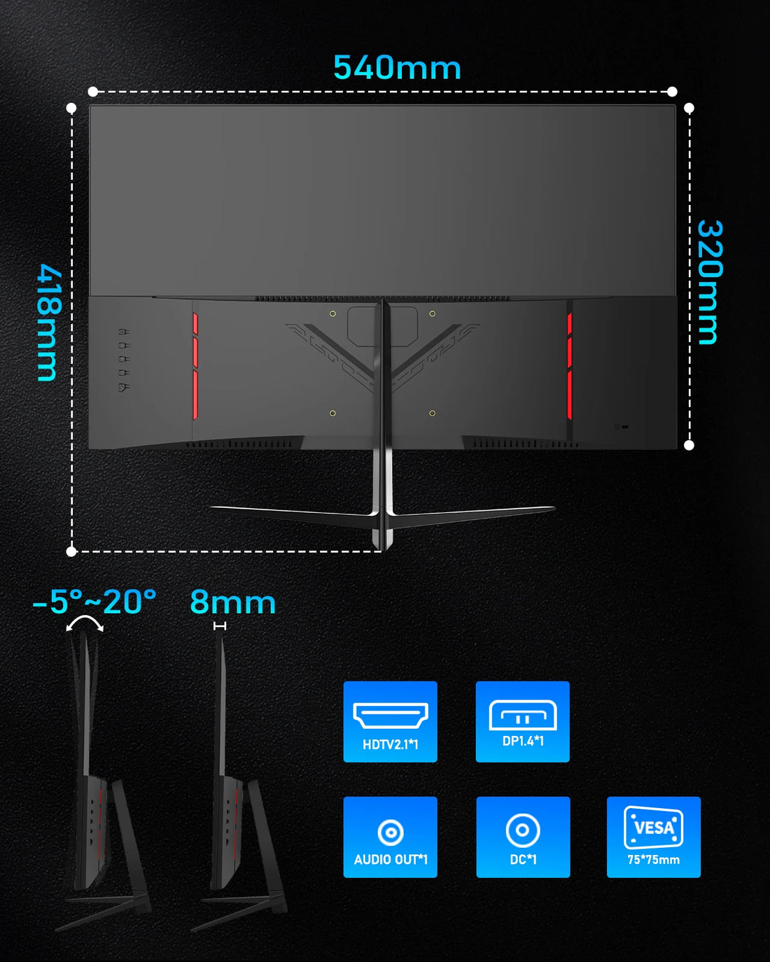 FYHXele 24-Inch 180Hz FHD Gaming Monitor – 1ms Response, HDR, G-Sync Compatible