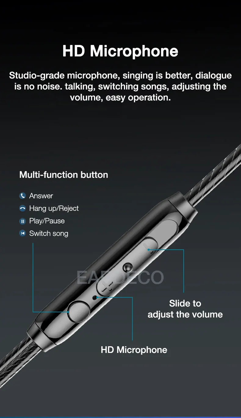 EARDECO Wired In-Ear Headphones with Mic