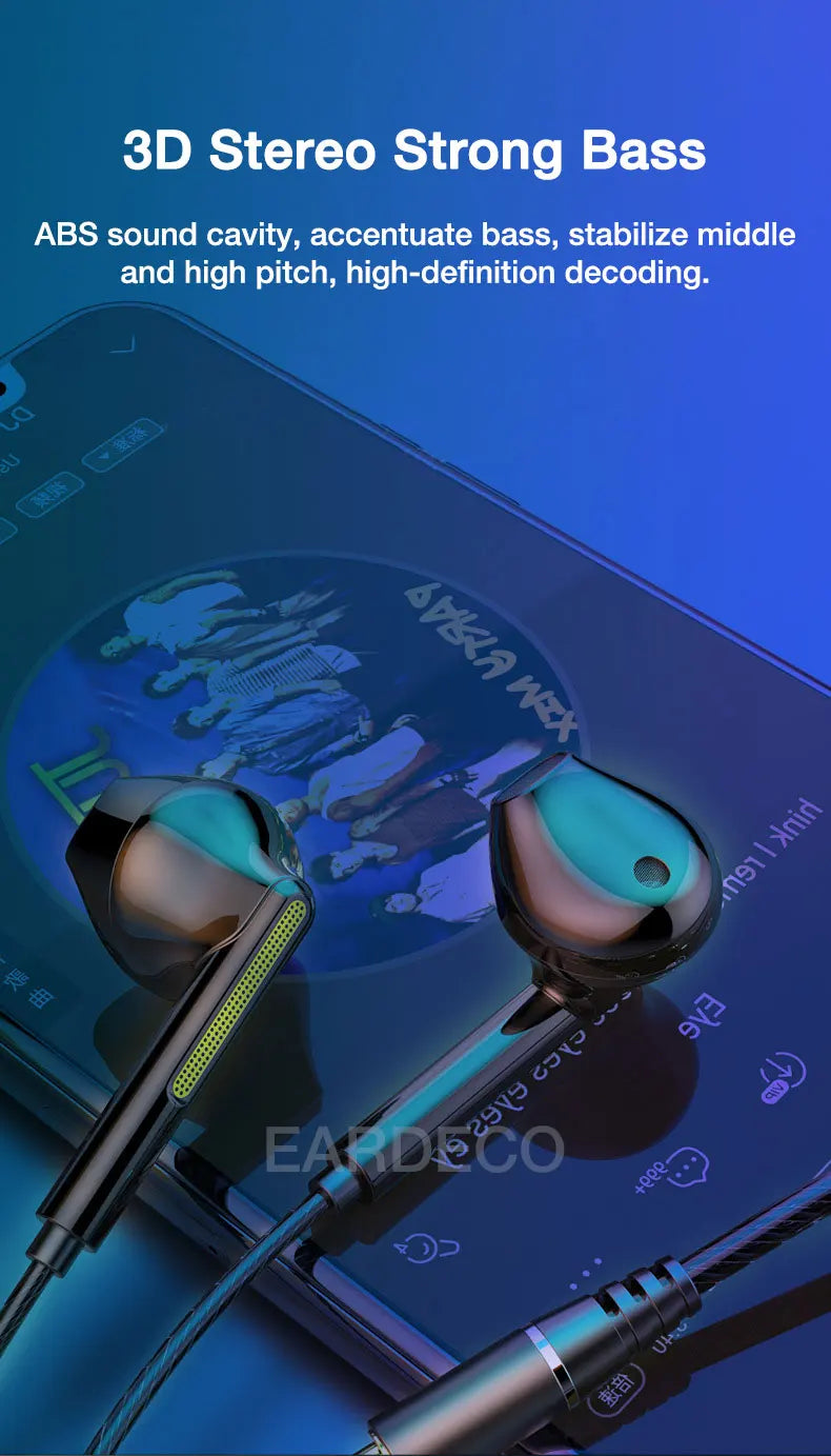 EARDECO Wired In-Ear Headphones with Mic