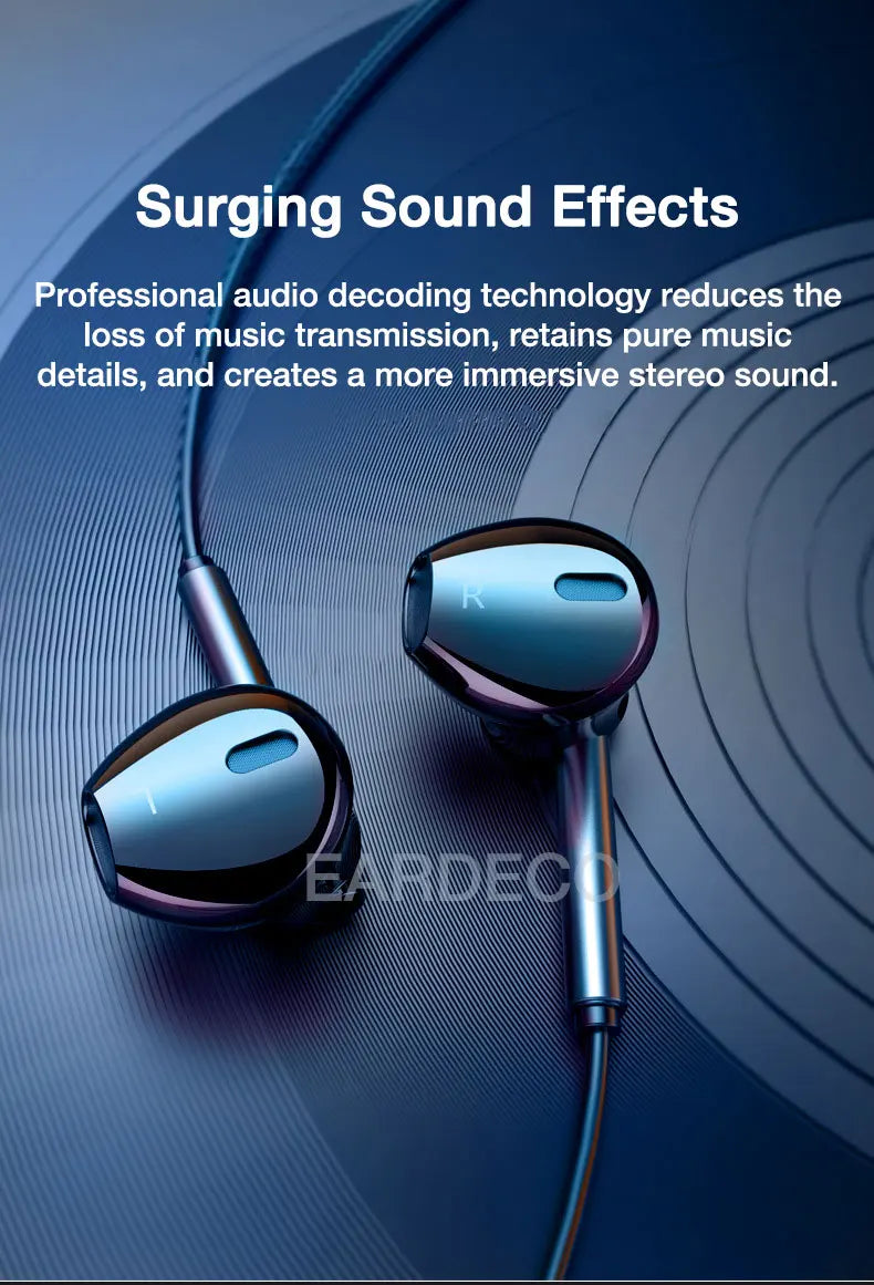 EARDECO Wired In-Ear Headphones with Mic