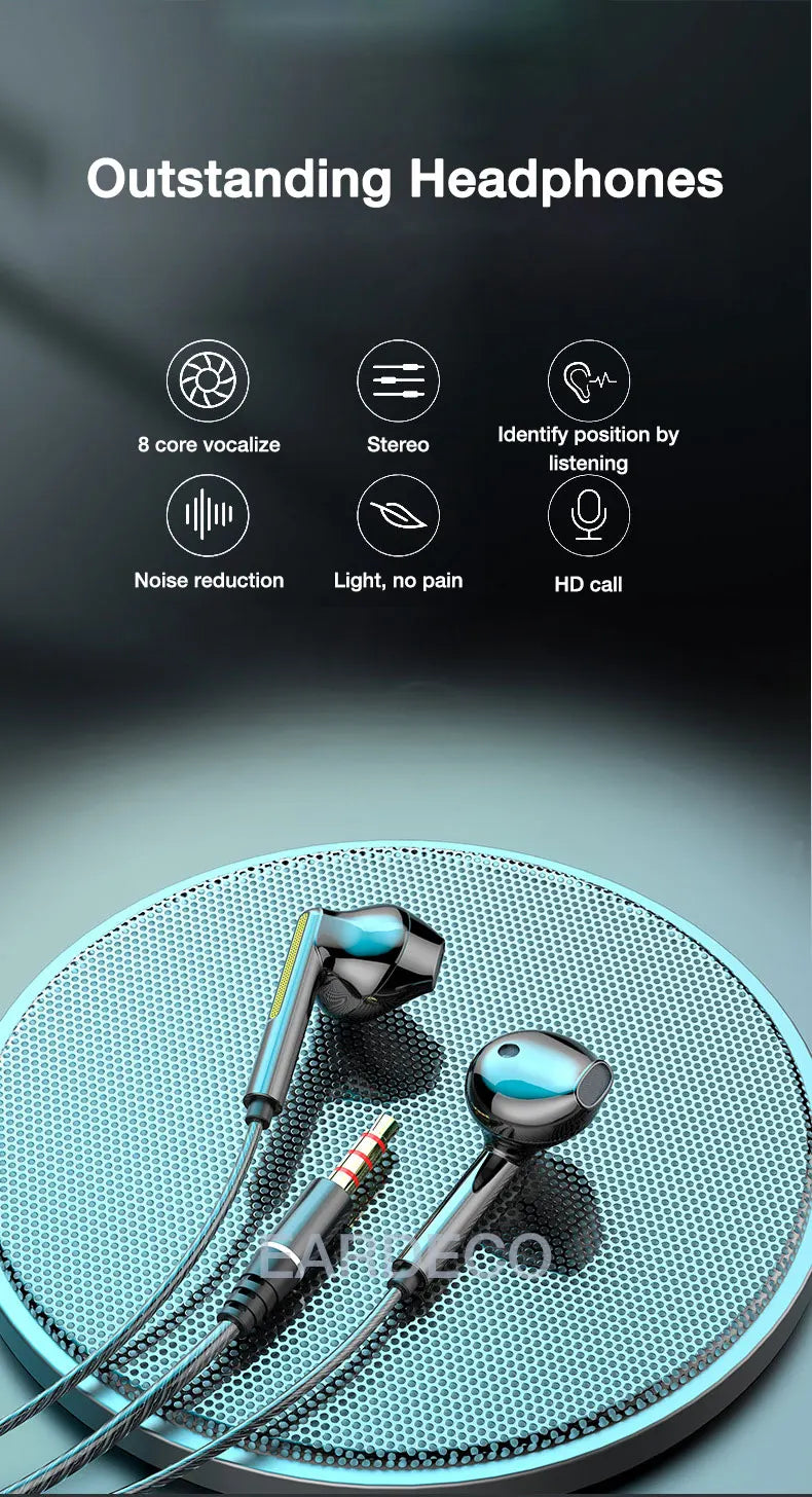 EARDECO Wired In-Ear Headphones with Mic