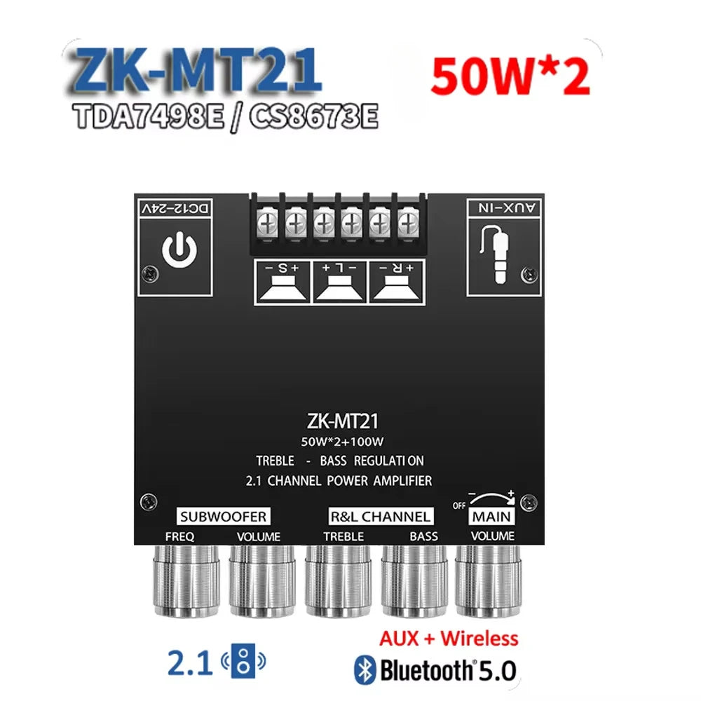 ZK-MT21 2.1 Channel Bluetooth Power Amplifier Board (2x50W + 100W)