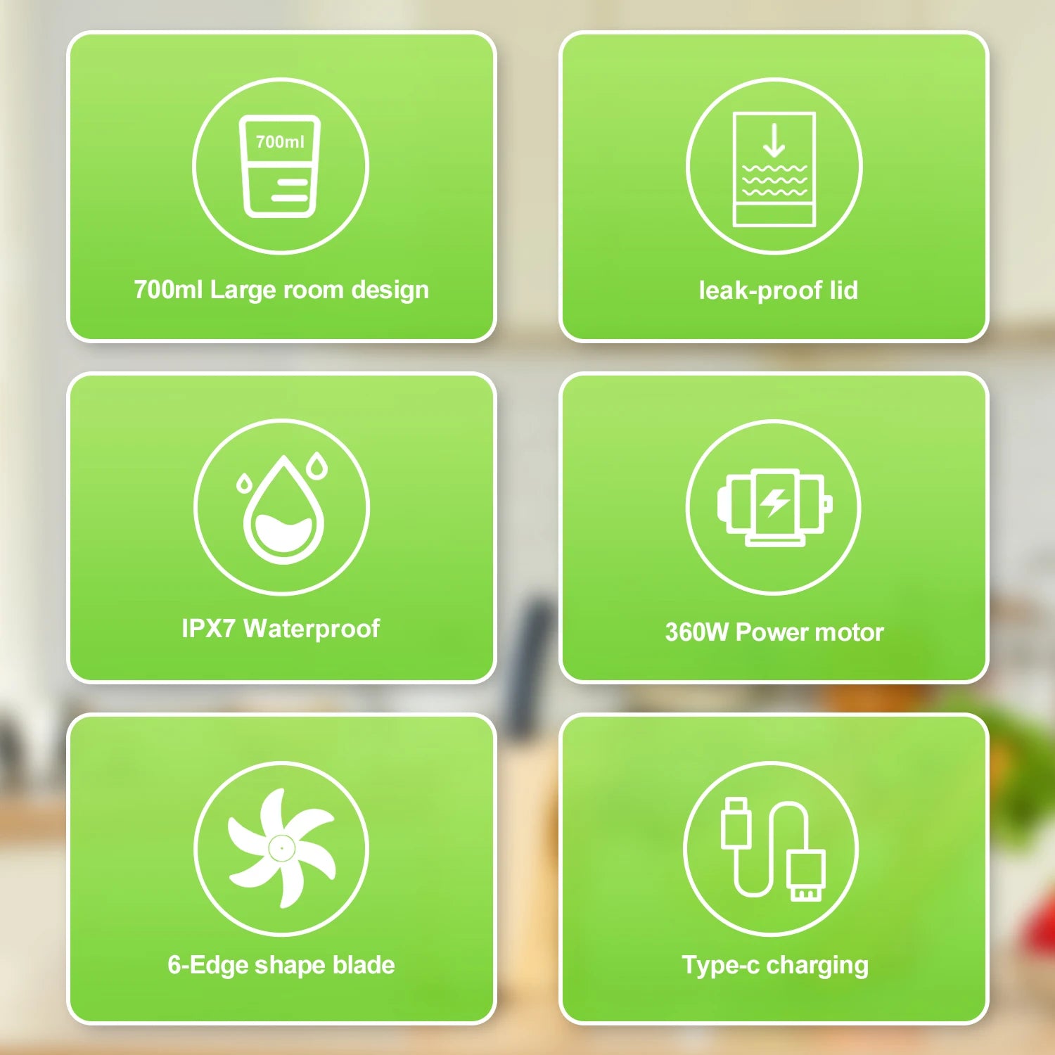 Portable USB Rechargeable Juicer Blender – 700ML