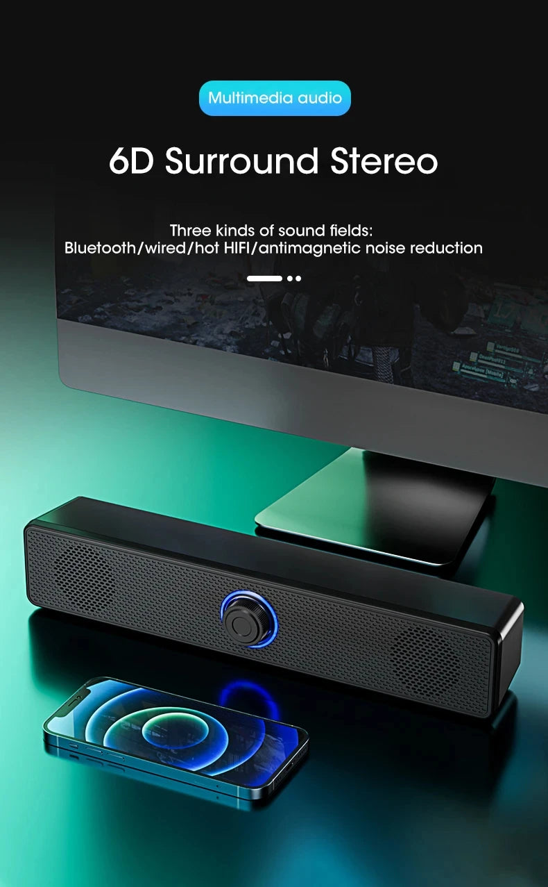PC Soundbar Bluetooth & Wired USB Speaker