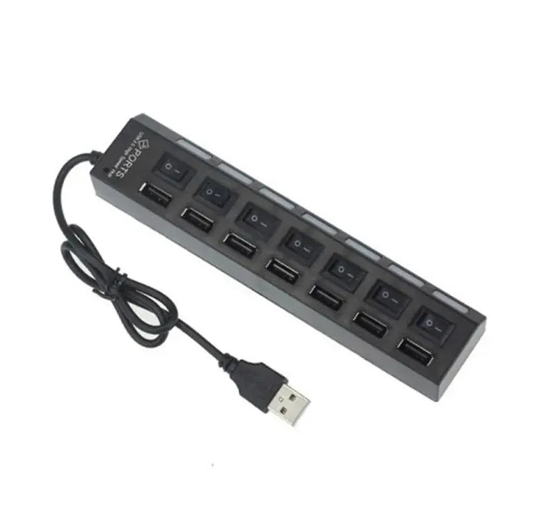 7-Port USB 2.0 Extension Hub – One-to-Seven Splitter for PC & Laptop