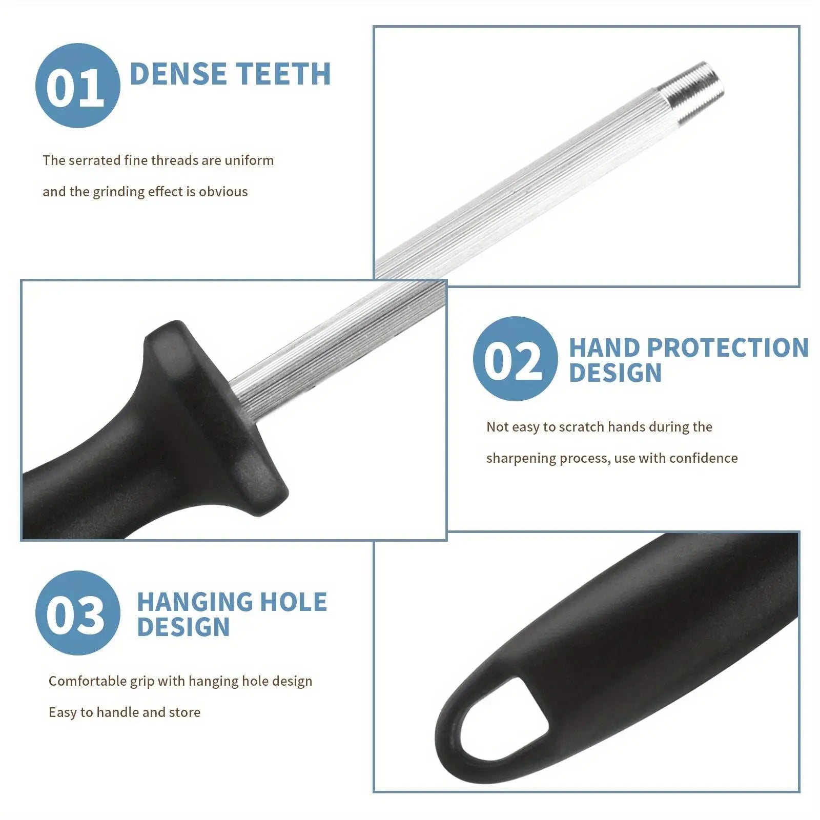 7pcs All-Steel Hollow Handle Kitchen Knife Set-Includes Cleaver,Slicer, Chef's Knife,and Fruit Knife.Round knife holder Home Use