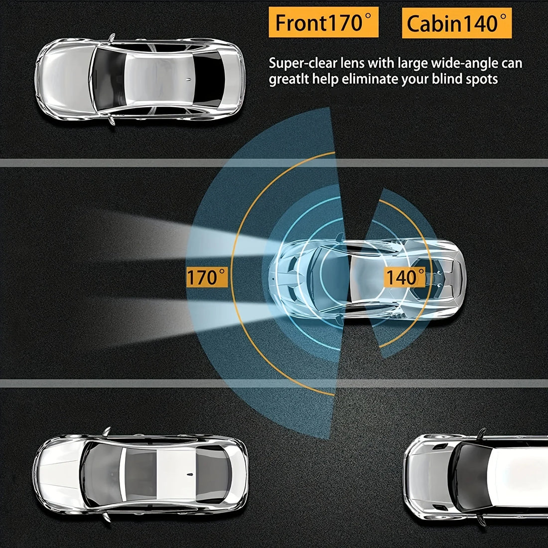 1080P WiFi Dual Dash Cam with Night Vision