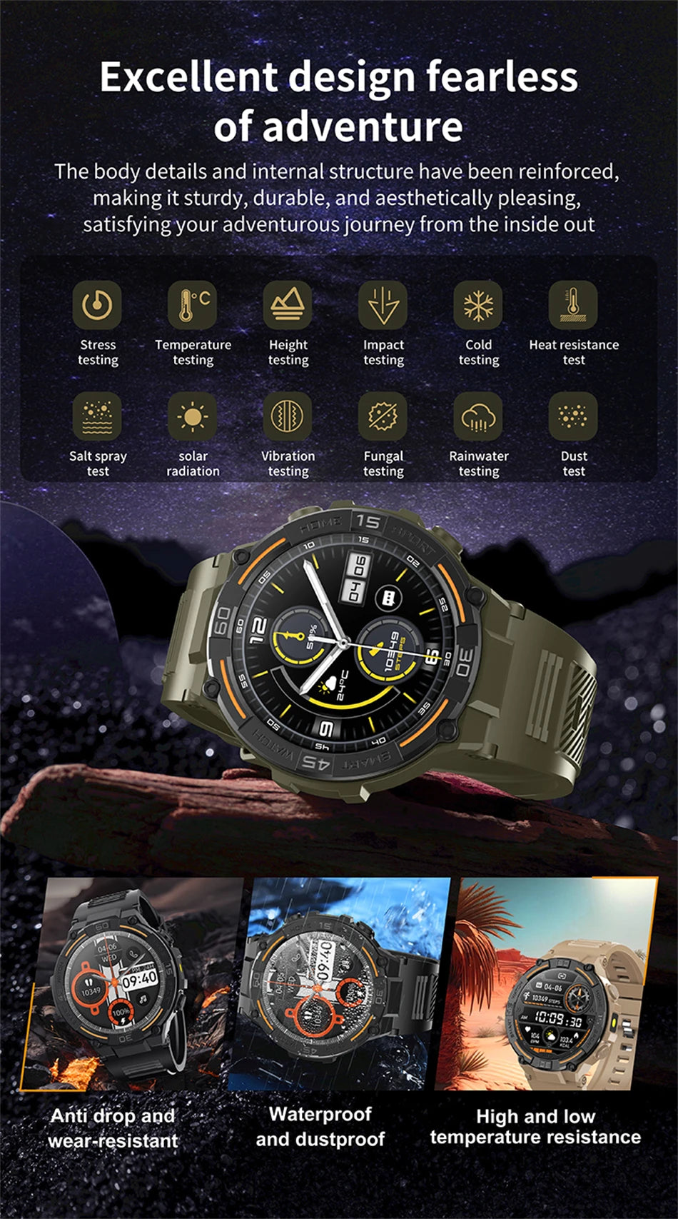 Military Smartwatch with HD Screen & BT Call