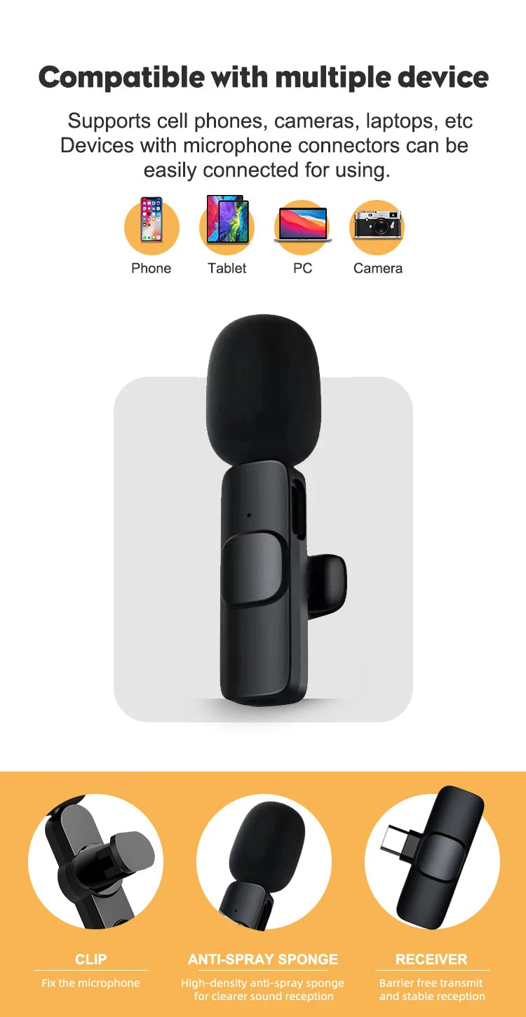 Wireless Mini Lavalier Microphone for iPhone & Android