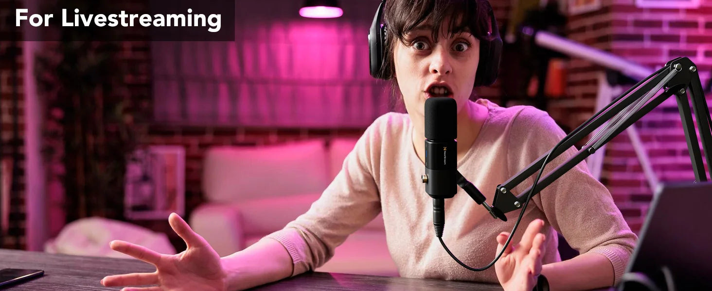 NearStream USB XLR Condenser Mic Boom Arm Plug-and-Play Professional Microphone pc for Streaming Podcast Studio set Recording