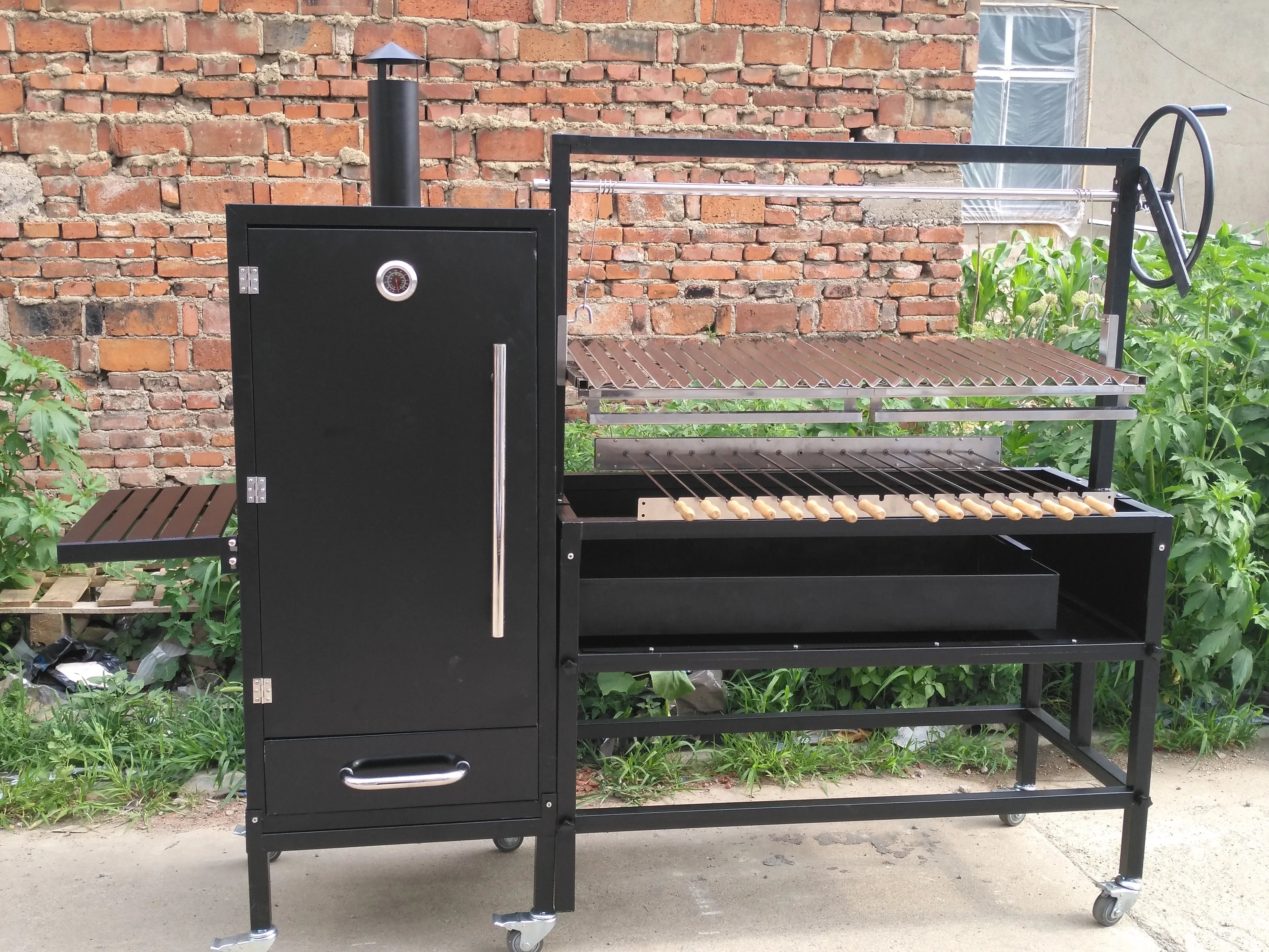Portable Smoker BBQ Argentina Grill Pit Machine Charcoal With Rotisserie