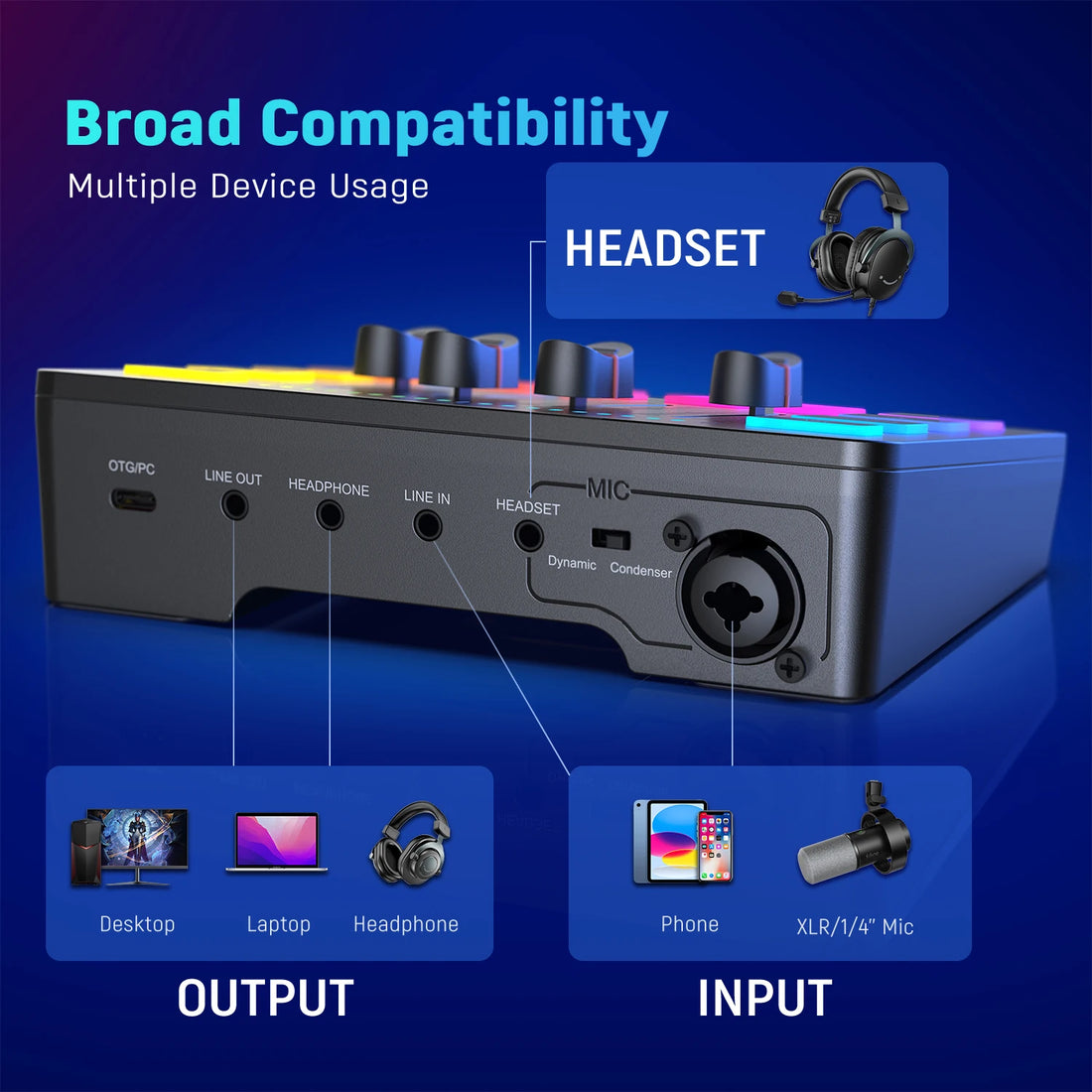 FIFINE SC3 RGB Gaming Audio Mixer