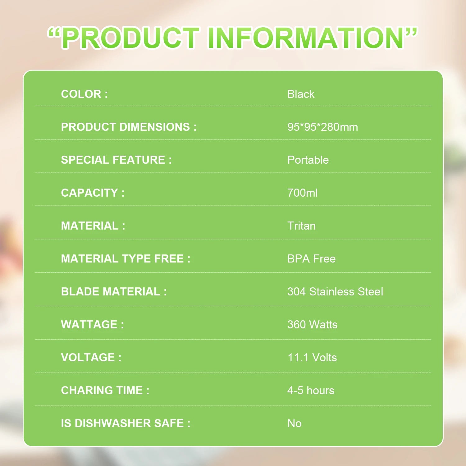 Portable USB Rechargeable Juicer Blender – 700ML