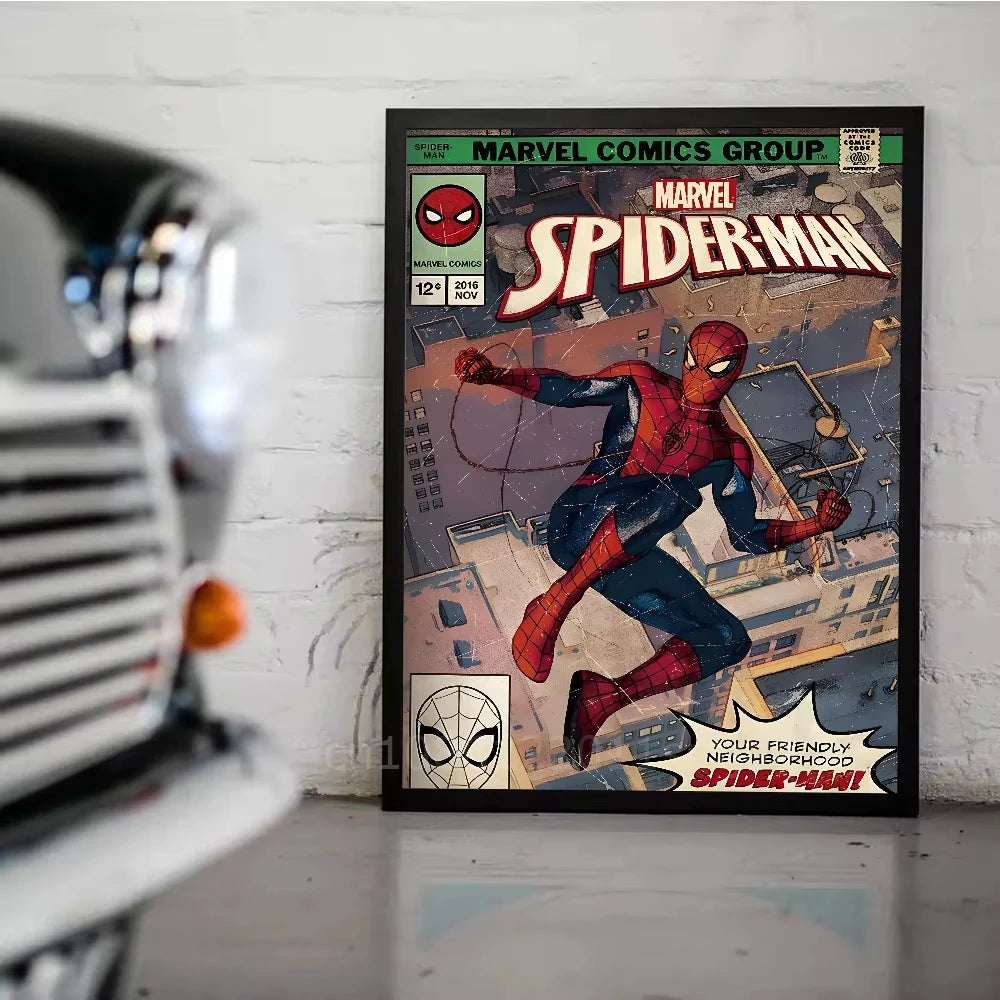 Cool S-Spider M-Man Poster Stickers art wall Murals decor Game Room Decor Gifts Kawaii HD painting Cat Cars