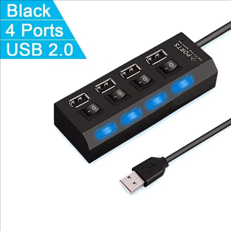 7-Port USB 2.0 Extension Hub – One-to-Seven Splitter for PC & Laptop