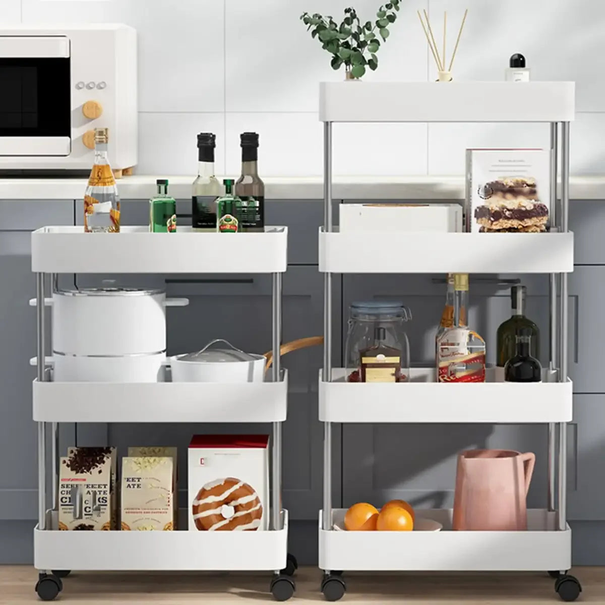 3/4-Tier Slim Rolling Storage Rack