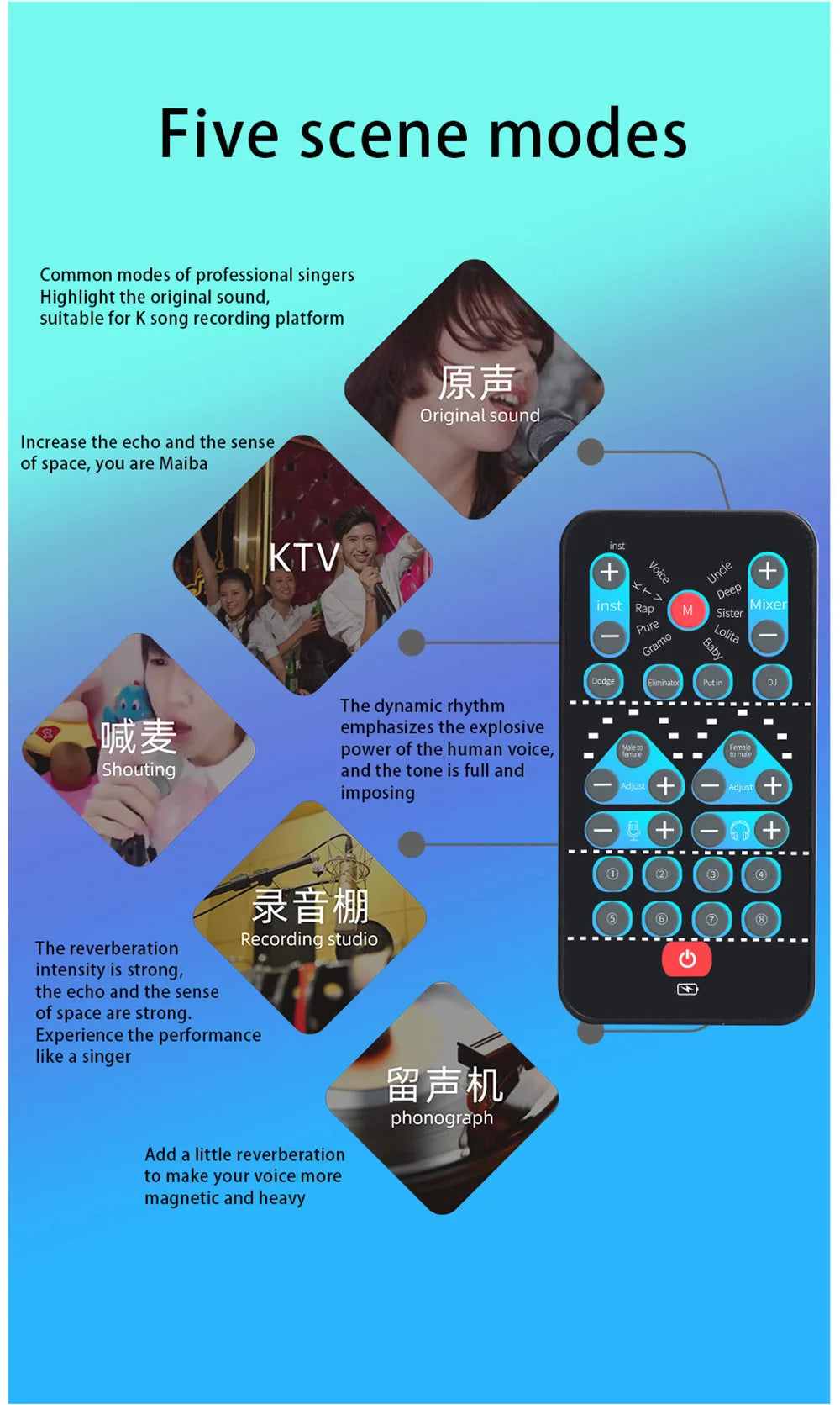 M10 Portable Voice Changer with Karaoke Function
