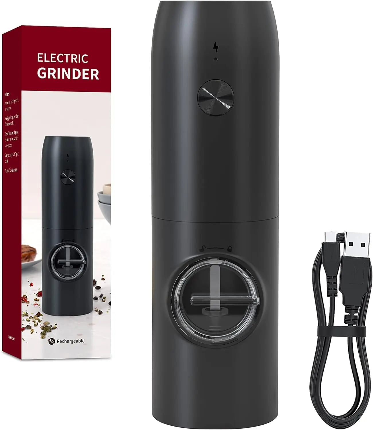 Rechargeable Salt & Pepper Grinder Set with USB Base