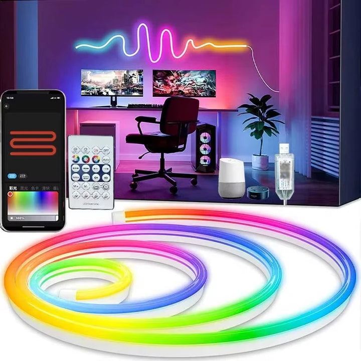 RGBIC LED Neon Strip Lights 5V USB colors Strips with Bluetooth APP Remote Control Music Sync Color Changing for Party Home