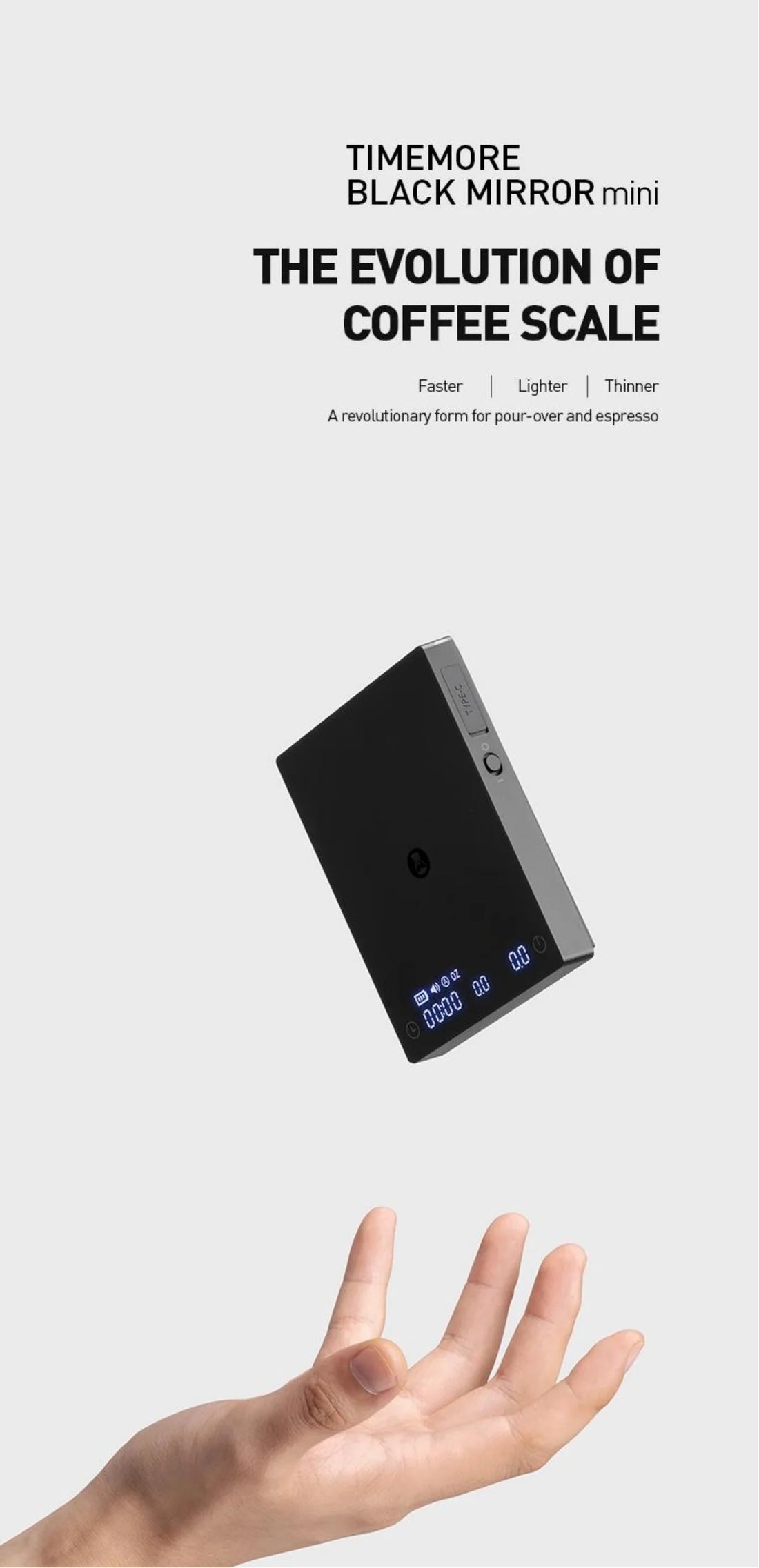 TIMEMORE Store Black Mirror Mini New Espresso Coffee Food Kitchen Scale With Time USB Light Weight Digital Scale