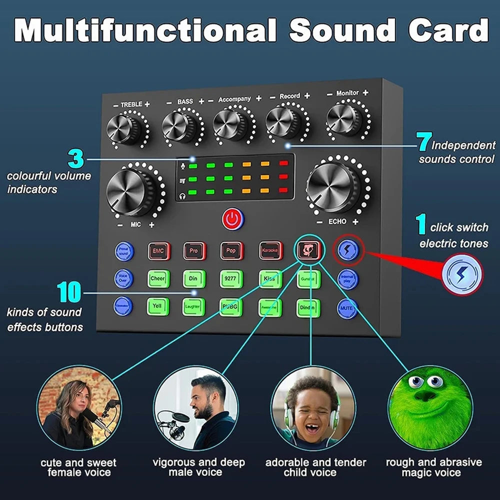 V8S Live Sound Card & Microphone Podcast Bundle