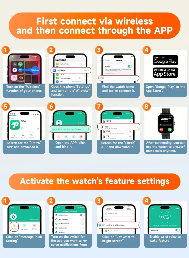 1.44" Bluetooth Smart Watch for Android & iOS