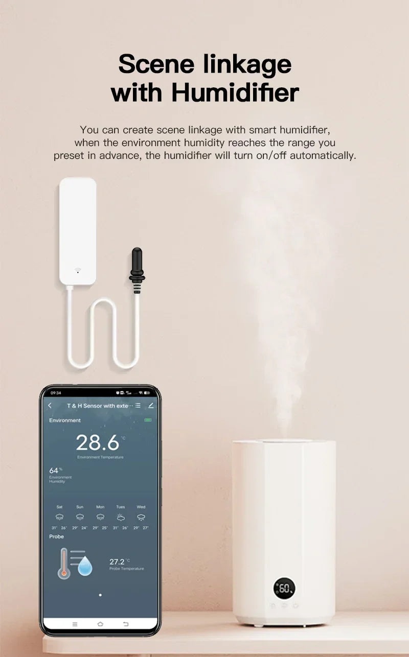 Tuya WiFi Temperature & Humidity Sensor with Probe