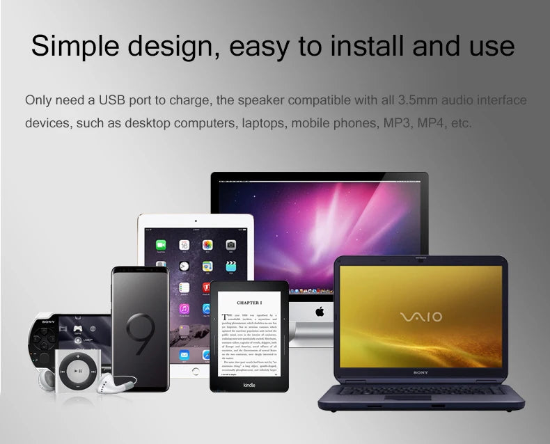 USB Portable Stereo PC Speaker for Laptop