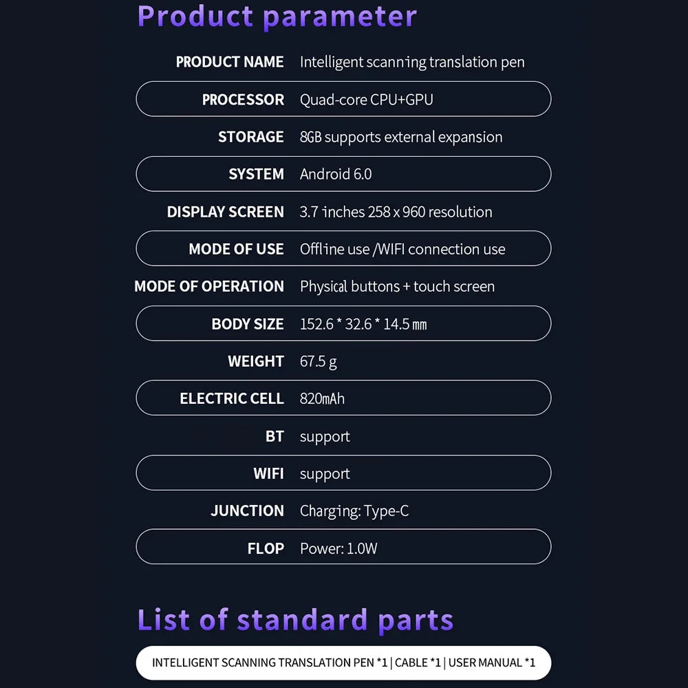 S65Pro Dictionary Translation Pen Scanner