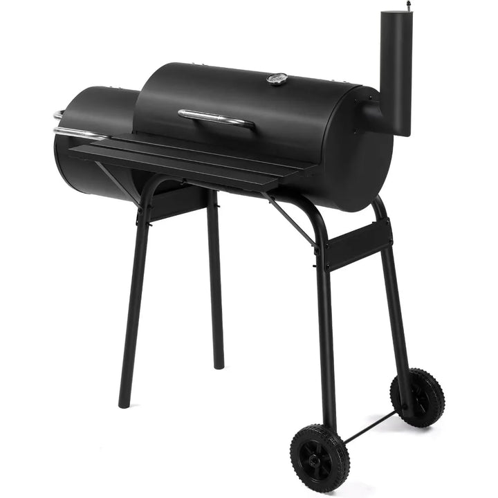 Large Outdoor BBQ Smoker Grill with Offset Smoker and Wheels for Backyard and Patio Parties