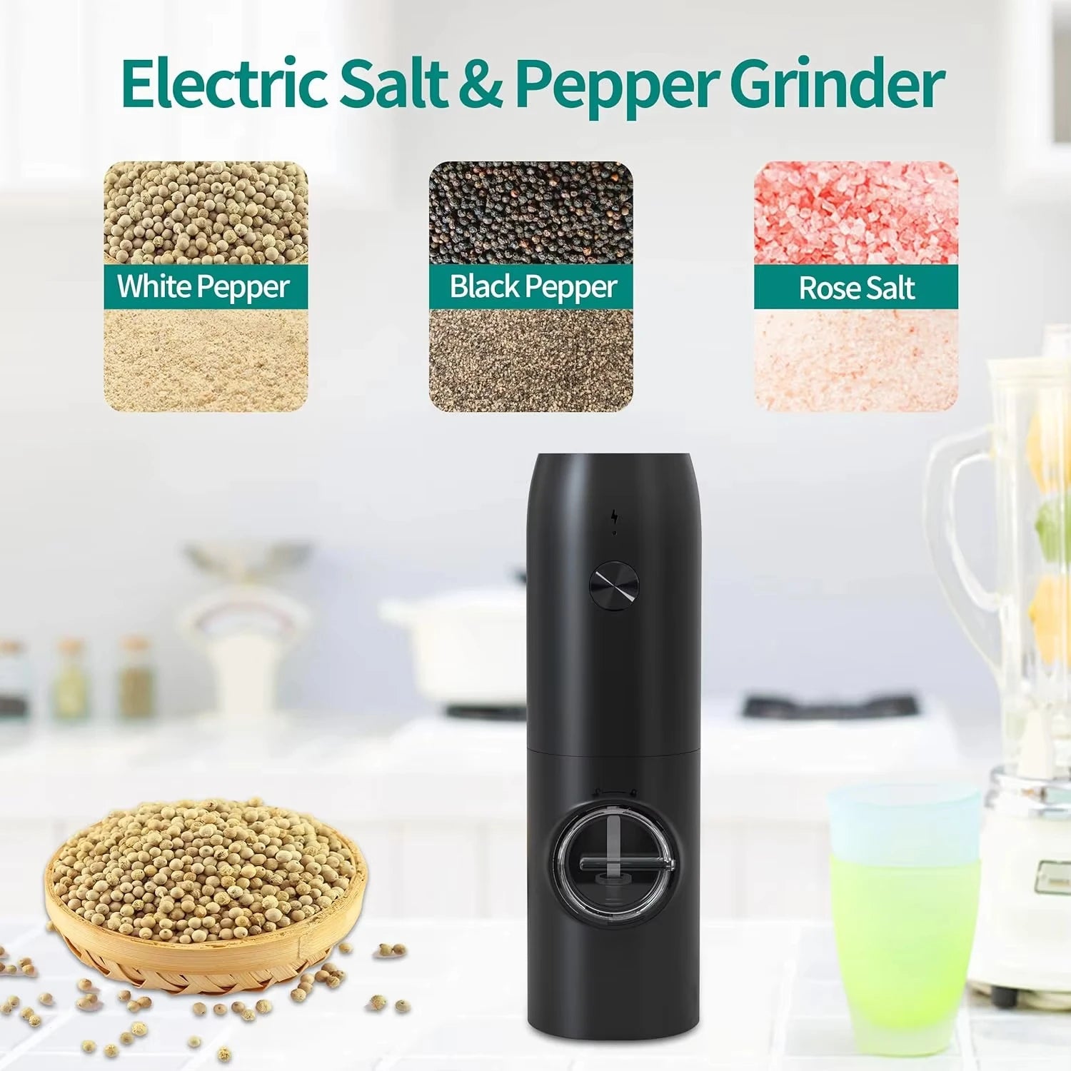 Rechargeable Salt & Pepper Grinder Set with USB Base