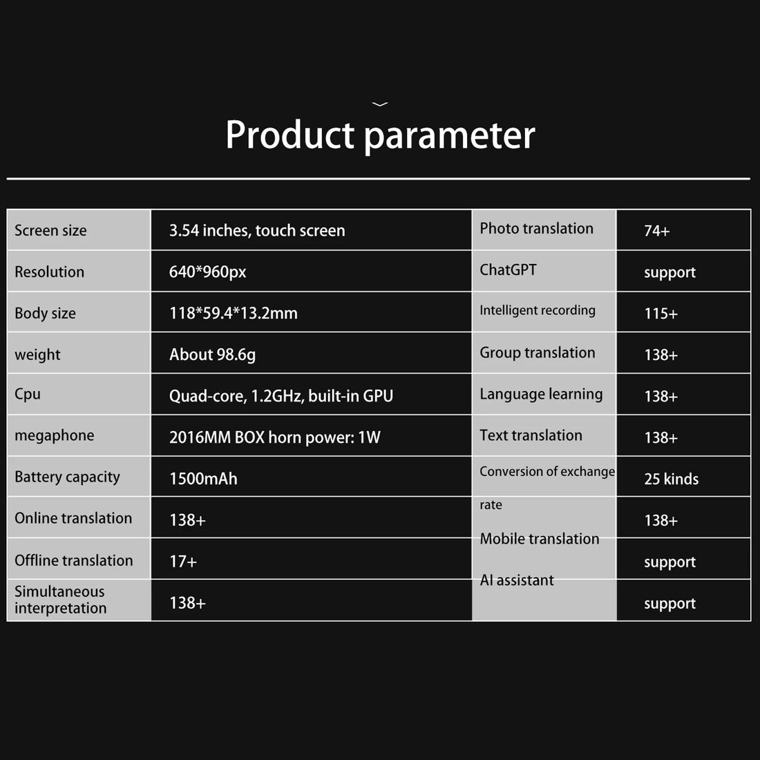 S85 Portable Language Translator Device