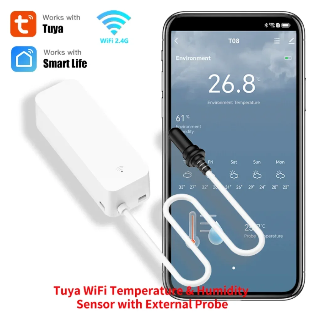 Tuya WiFi Temperature & Humidity Sensor with Probe