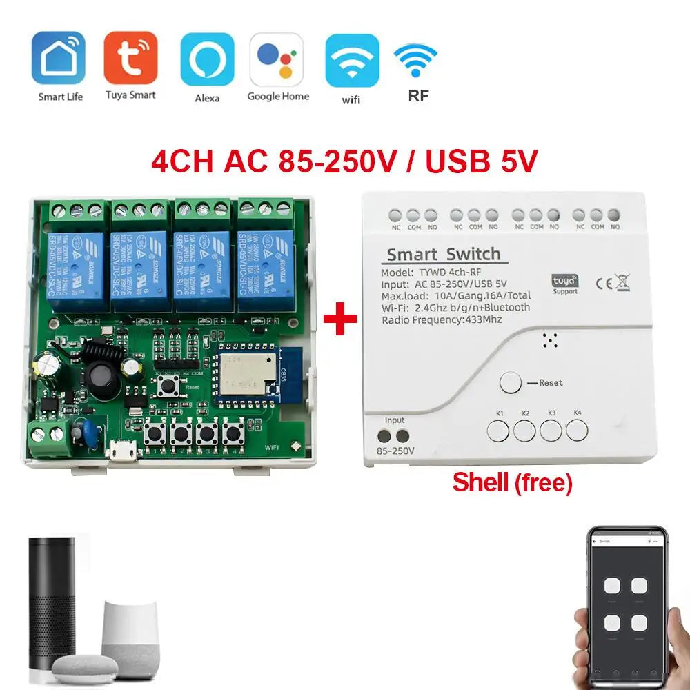 4CH Tuya WiFi Smart Relay Switch Module
