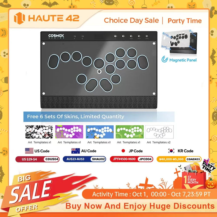 Haute42 Magnetic Stickless Arcade Controller Keyboard C16-S Hitbox Leverless Controller For PC/PS4/PS5/Switch Fight Stick Hitbox