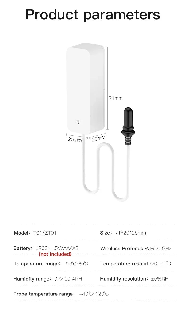 Tuya WiFi Temperature & Humidity Sensor with Probe