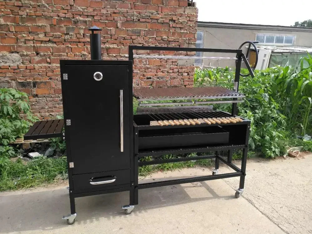 Portable Smoker BBQ Argentina Grill Pit Machine Charcoal With Rotisserie