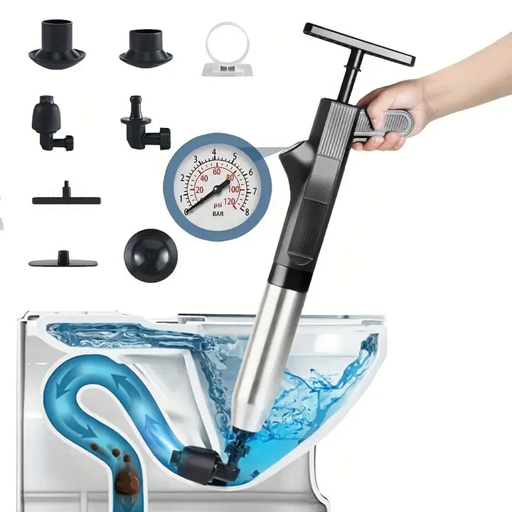 High-Pressure Air Toilet Plunger Set-No Batteries Required, Ideal for Clogged Pipes in Kitchen Sink&Bathroom.