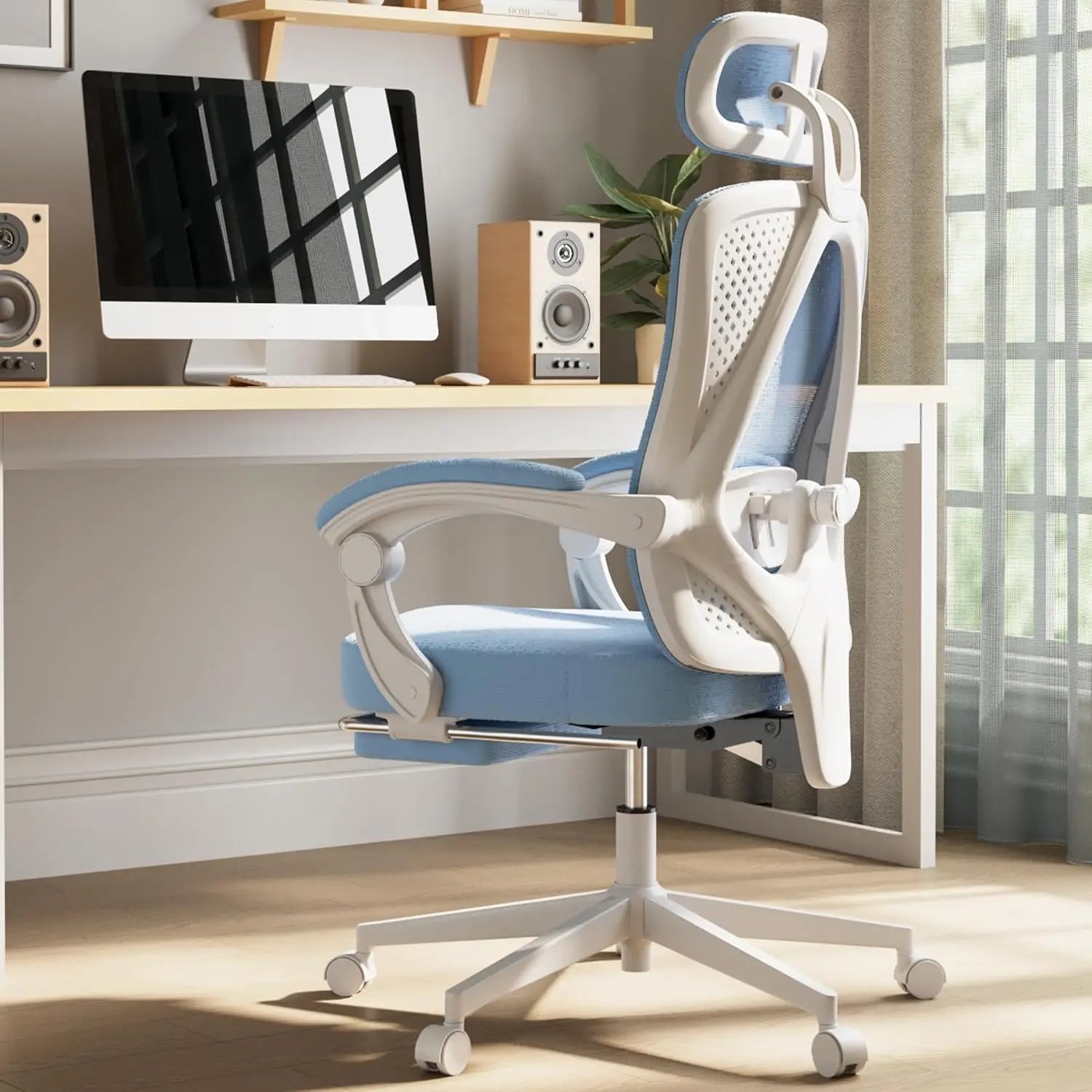 Dowinx Ergonomic Office Chair,Mesh Computer Chair with Pocket Spring Desk Chair with Adjustable Lumbar Support and Headrest