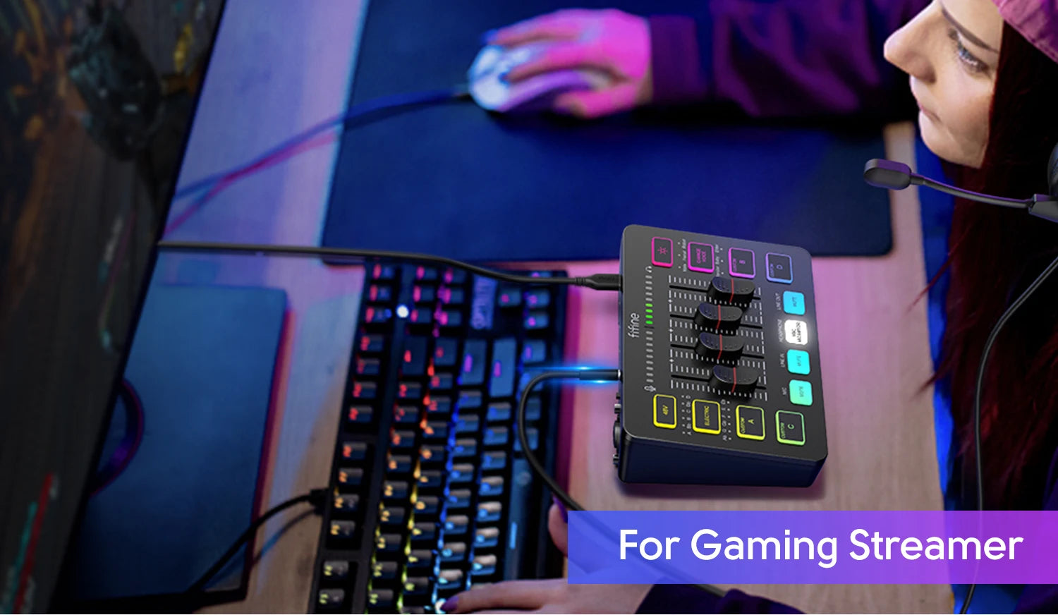 FIFINE SC3 RGB Gaming Audio Mixer