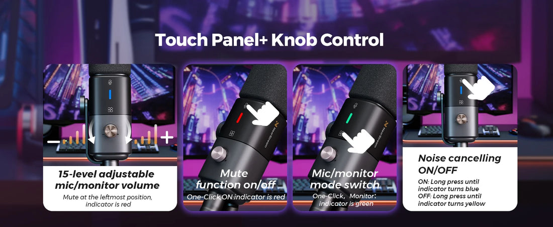 NearStream USB XLR Condenser Mic Boom Arm Plug-and-Play Professional Microphone pc for Streaming Podcast Studio set Recording