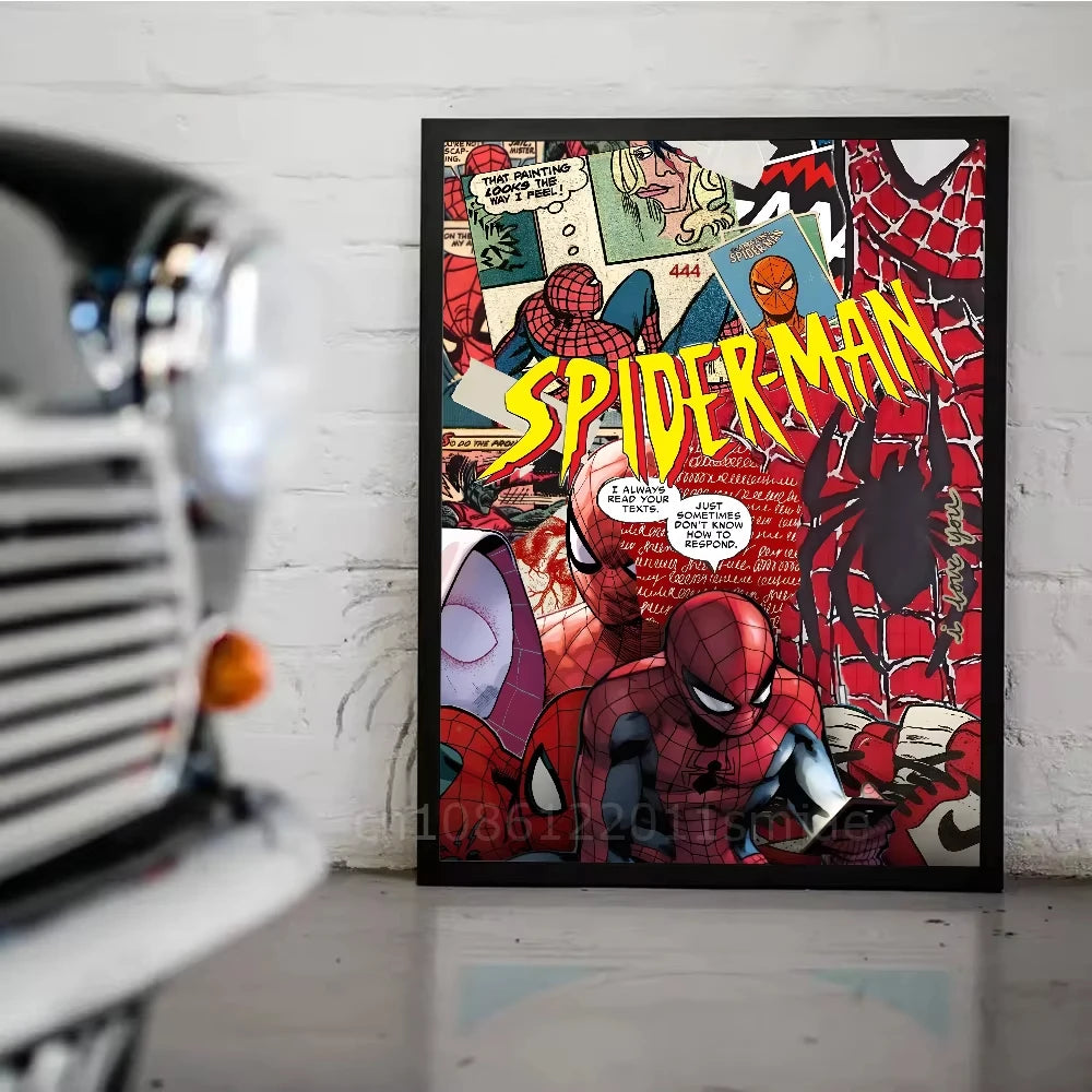 Cool S-Spider M-Man Poster Stickers art wall Murals decor Game Room Decor Gifts Kawaii HD painting Cat Cars